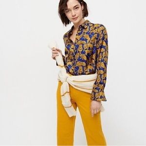 J.Crew Blue Collection Silk Twill in Lion Print